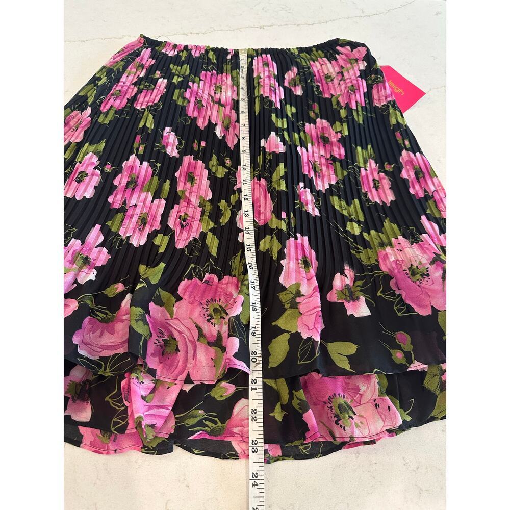 Sunny Leigh Women’s Pleated Floral Skirt Black Pink Large Feminine Garden Party - Picture 6 of 9